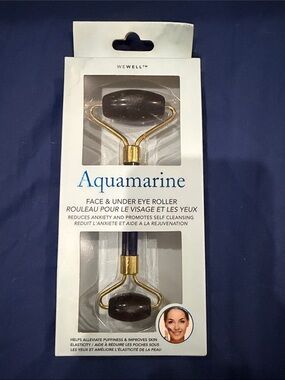 Aquamarine Face & Under Eye Roller - Black Stone with Gold Hardware